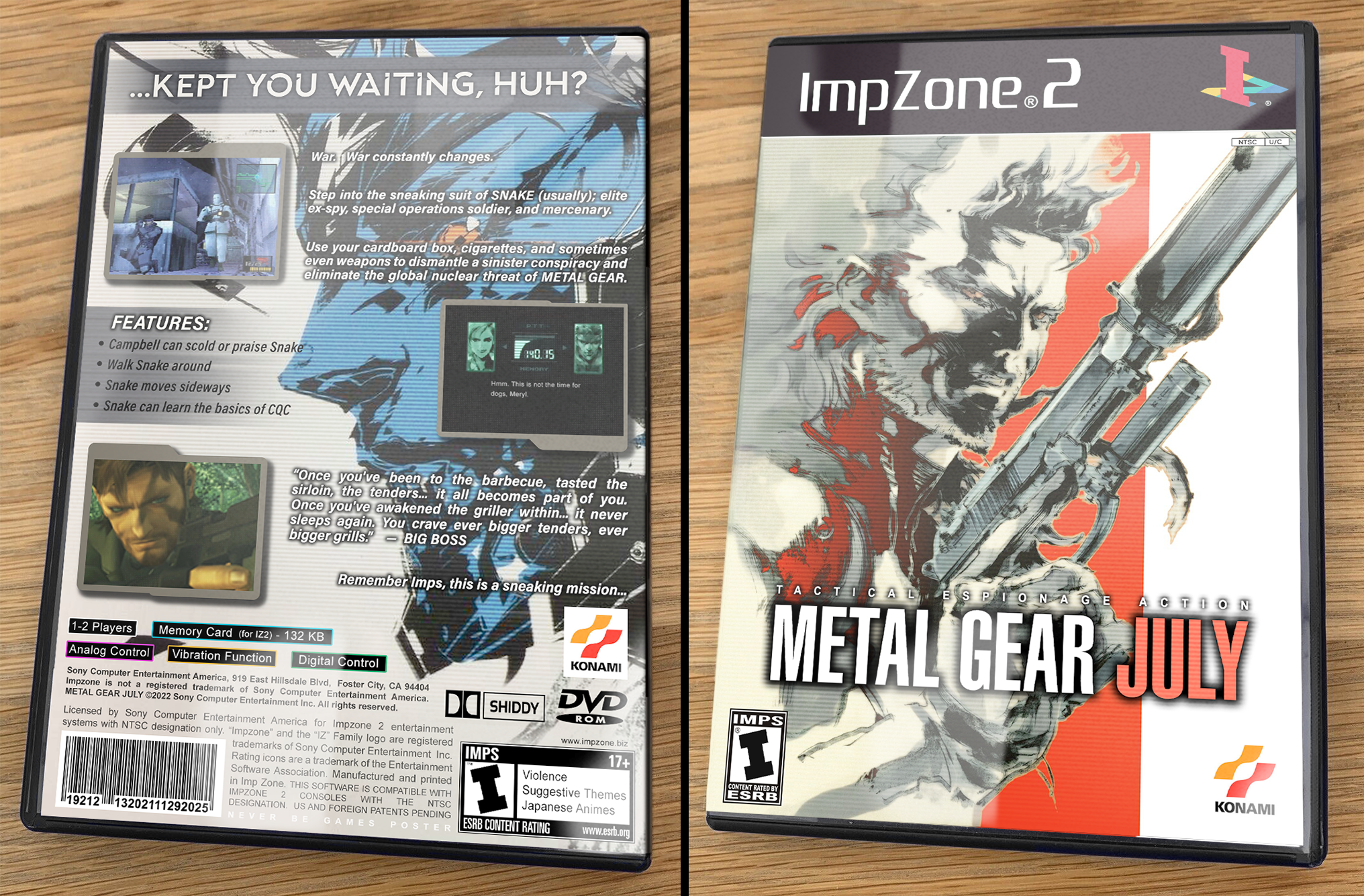 Metal Gear July DVD box insert